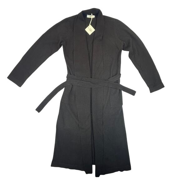 NWT Womens Williams Sonoma 100% Cashmere Robe Black Long New Gift